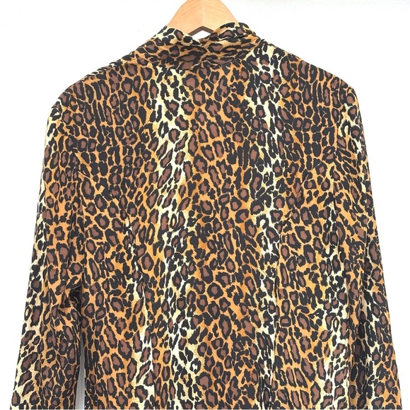 Rouie Vintage Leopard Print Silk A-Line Midi Dress Flowy Mobwife Medium - Picture 7 of 8